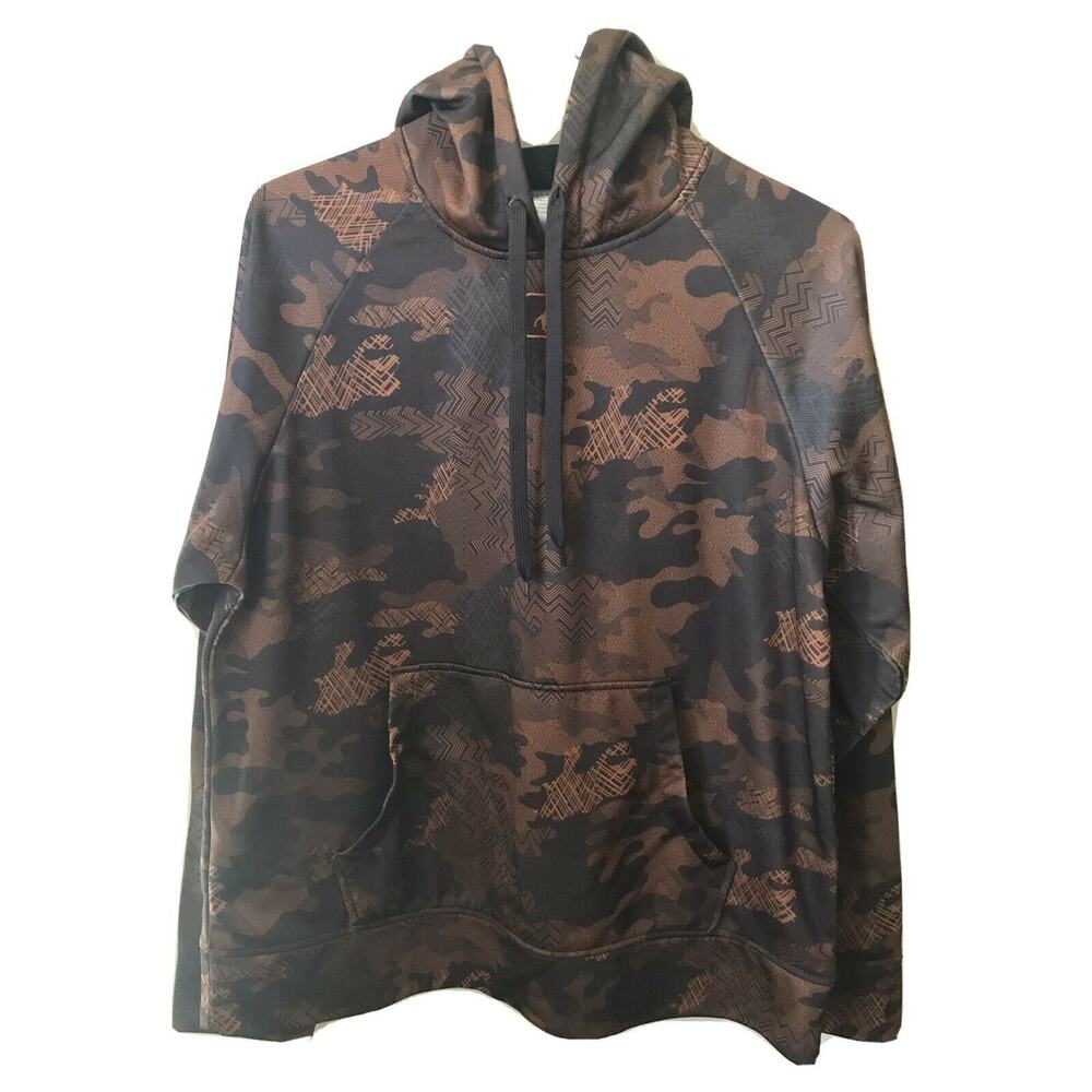 AND1 Brown Camo Front Pouch Pocket Long Sleeve Men's Pullover Hoodie Size M